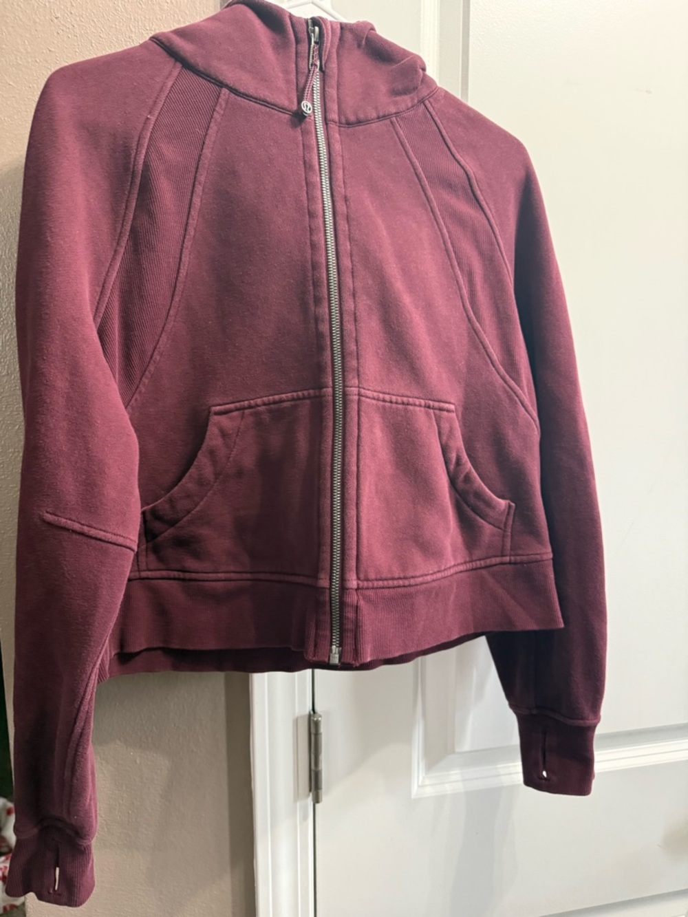 lululemon athletica Scuba Full Zip-Up Oversized Hoodie Crop in Red Merlot XS/S